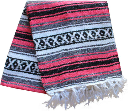 Del Mex Classic Mexican Blanket, Large Authentic Woven Falsa Throw (70"x50"), Artisan Southwest Décor for Beach, Yoga, Outdoors (Lavender)