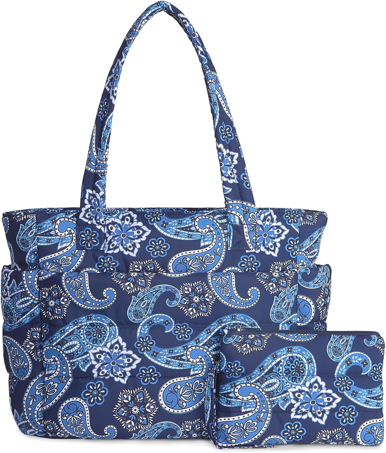 TOPDesign Puffer Tote Bag for Women, Lightweight Puffy Handbag with Compartments, Quilted Shoulder Bag for Work, Travel, Gym - Colors A