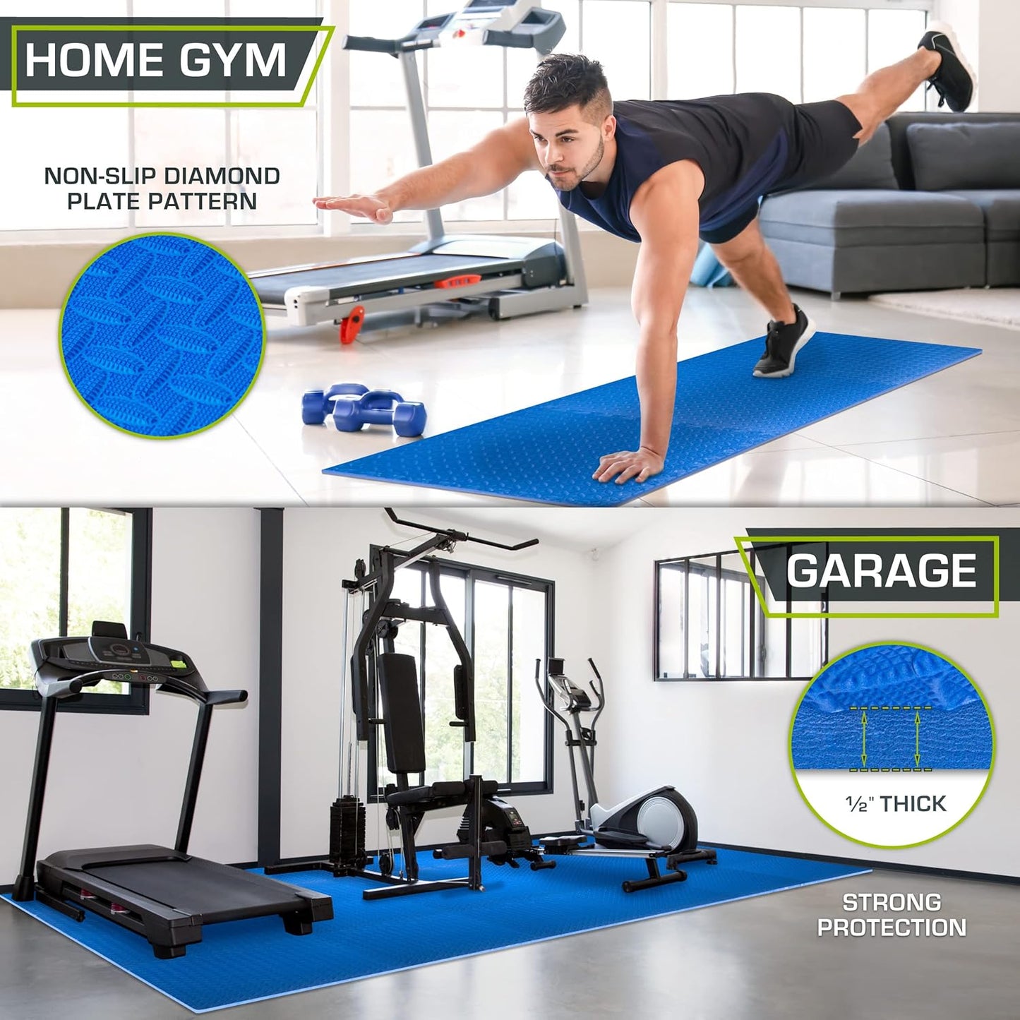 ProsourceFit Exercise Puzzle Mat ½-inch, EVA Interlocking Foam Floor Tiles for Home Gym, Workout Equipment, Kids Play Areas, Black, 24 SQ FT - 6 Tiles