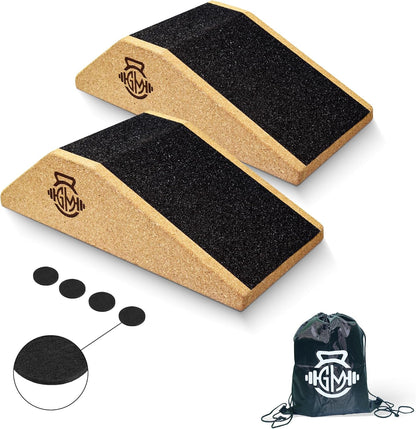Cork Squat Wedge 2PCS | Squat Wedges for Weightlifting | Anti-slip Enhanced Grip Surface | Squat Wedge Calf Raise Yoga Block