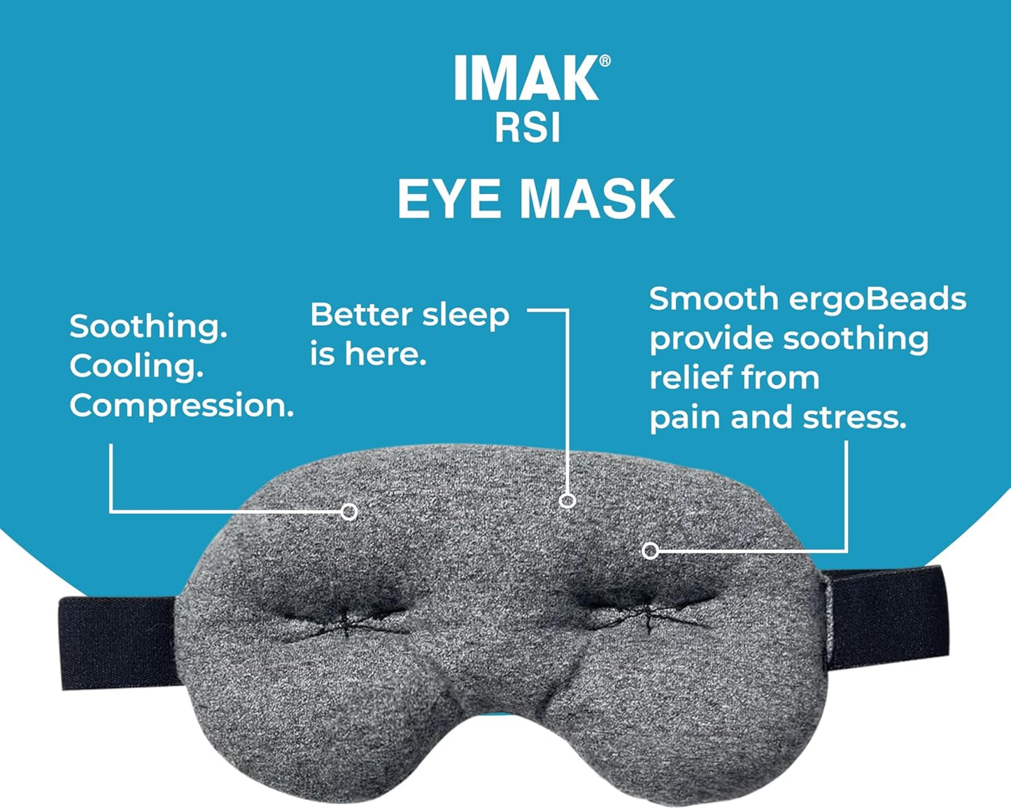 Brownmed Eye Pillow - Compression Eye Mask for Headache Support - Soothes Strain - Eases Sinus Pressure - Cooling - Universal Fit - Breathable Cotton - Washable & Reusable - Black