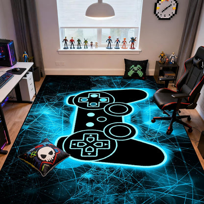 Video Game Rug - Gaming Themed Rug Gamepad Controller Area Rugs for Bedroom Gaming Carpet for Boys Game Carpet for Playrooms Bedroom Doormat Yoga Mats