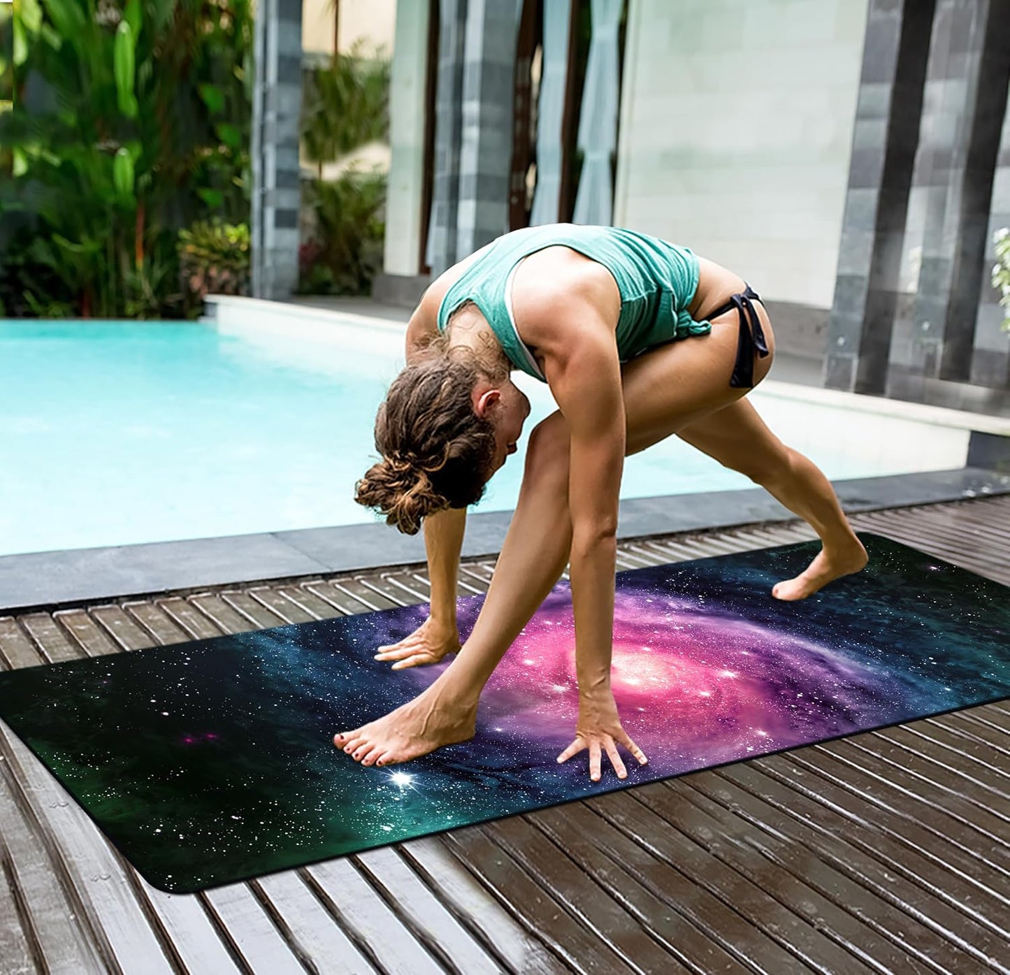 nuveti Yoga Mat Print Extra Thick TPE Non Slip Fitness Exercise Mat with Carrying Bag,72"x24" Extra Thick 6MM Exercise & Workout Mat for Yoga, Pilates Fitness and Floor Exercises - Colors A