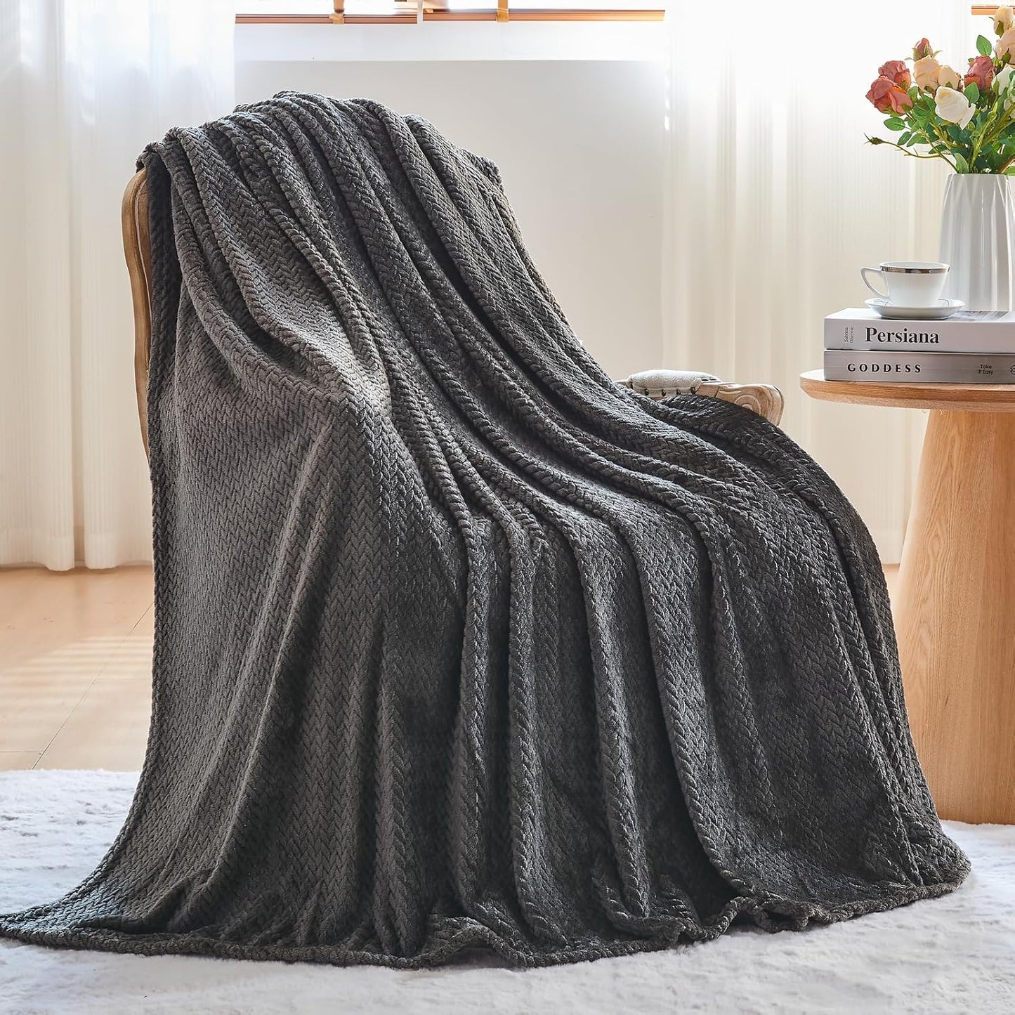 NEWCOSPLAY Super Soft Throw Blanket Light Purple Premium Silky Flannel Fleece Leaves Pattern Lightweight Bed Blanket All Season Use (Light Purple, Throw(50"x60")) - Colors A