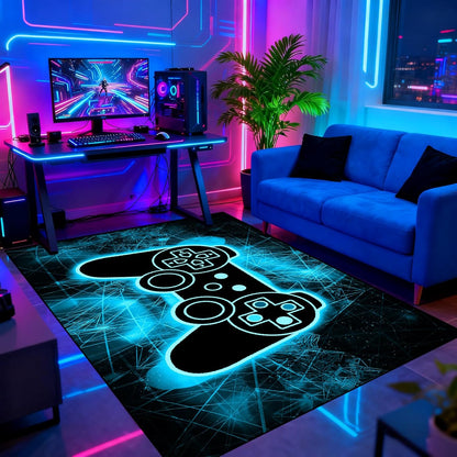 Video Game Rug - Gaming Themed Rug Gamepad Controller Area Rugs for Bedroom Gaming Carpet for Boys Game Carpet for Playrooms Bedroom Doormat Yoga Mats