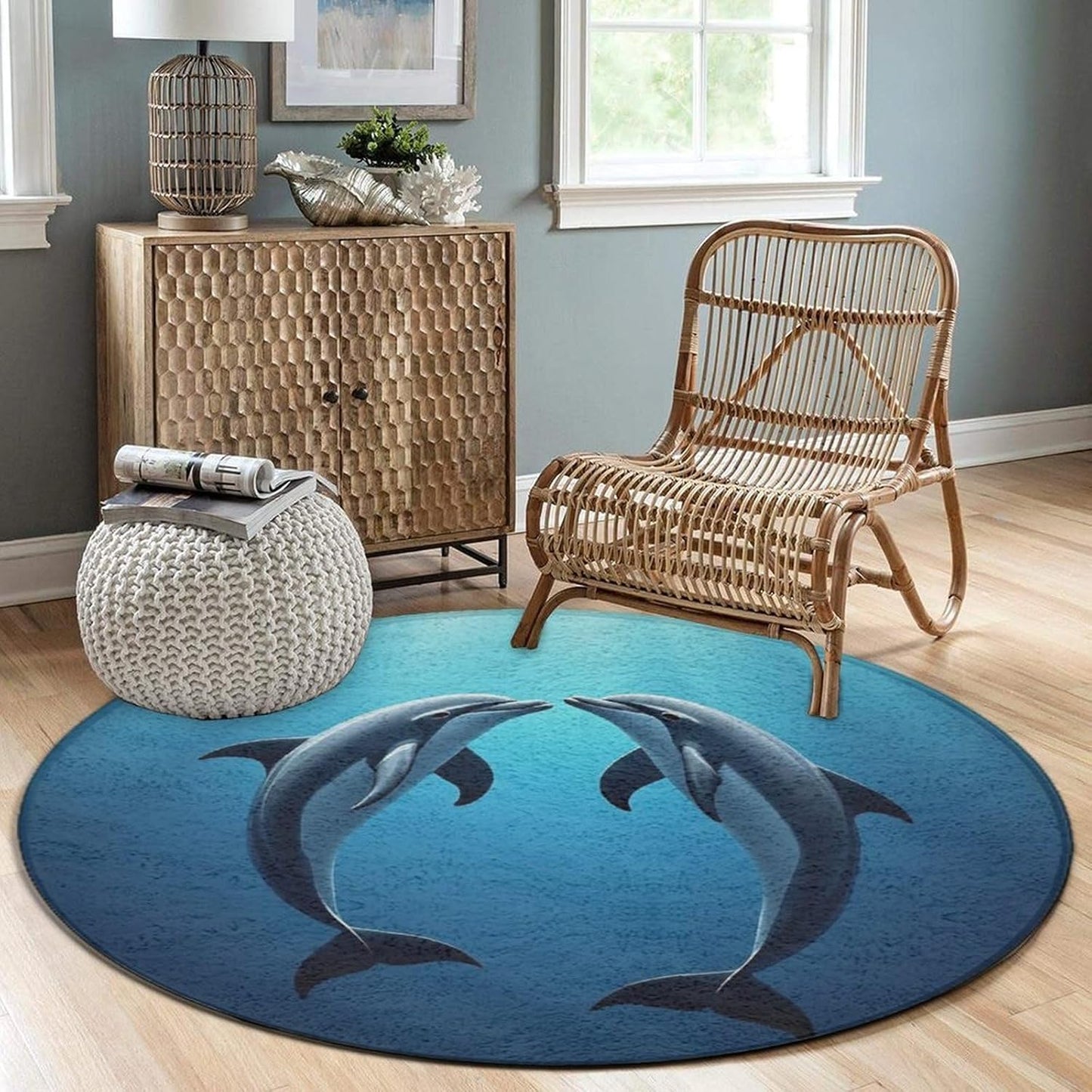 Soft Round Yoga Carpet, Office Chair Decor Round Mat for Carpet and Hardwood Floors Purple Butterfly