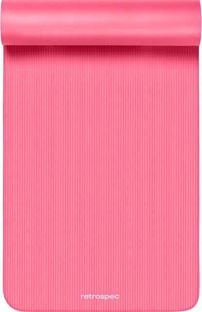 Retrospec Solana Yoga Mat Thick 1/2in Non-Slip Workout Mat with Nylon Strap - 72x24in Exercise Mat for Pilates, Stretching & Fitness - BPA Free, Easy Clean