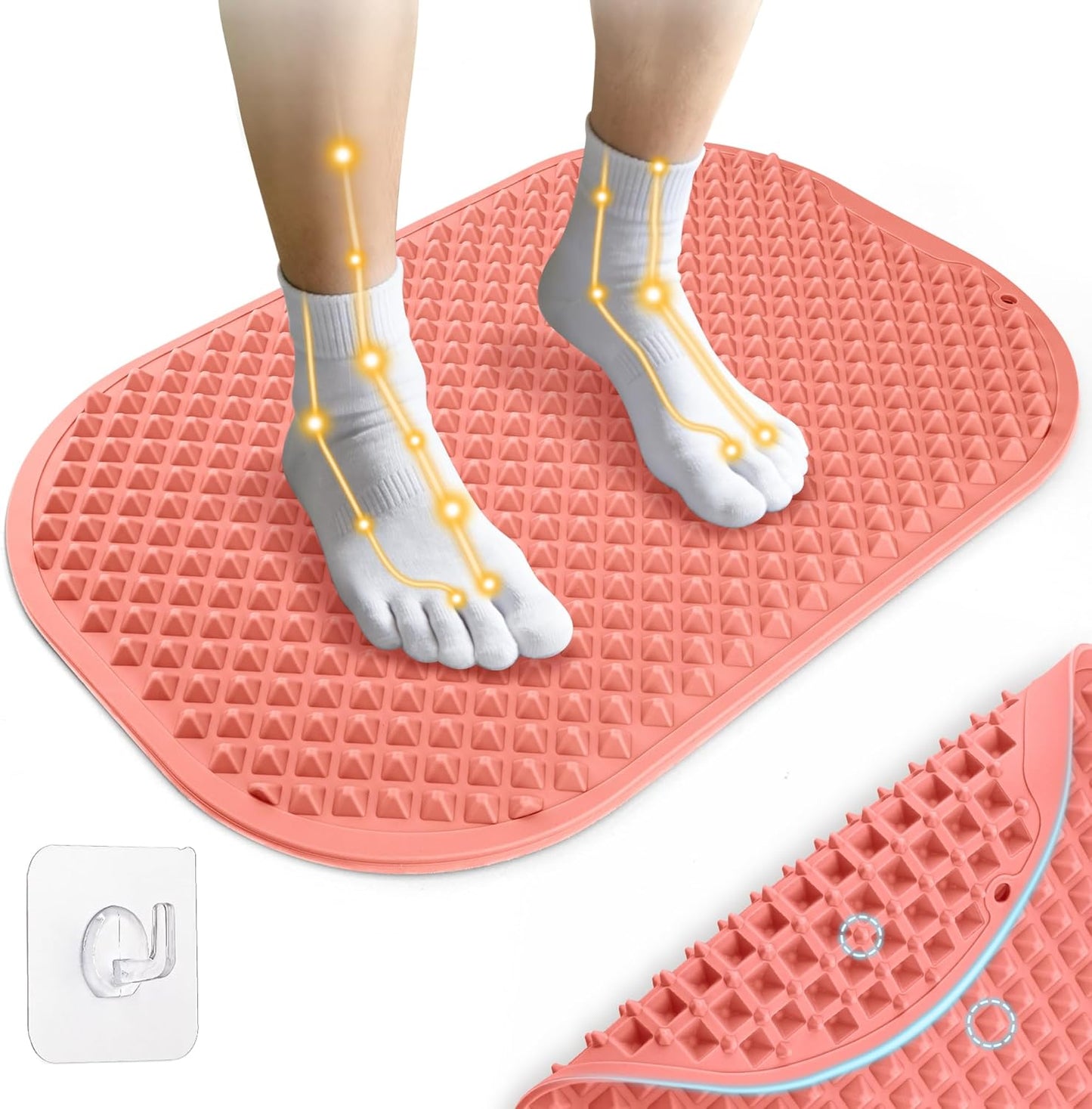 Upgrade Silicone Foot Massager Mat with Dual-Side Usage, Large Reflexology Mat for Feet Relaxation, Foldable Foot Acupressure Mat, Portable Standing Desk Mat for Pain, Fatigue Relief(Gray-L)
