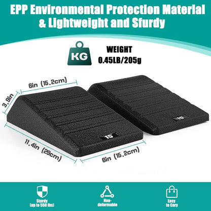 Squat Wedge Block 2PCS Non Slip Professional Ramp - 550 LBS Weight Capacity - Slant Board for Calf Stretching - Calf Stretcher Slant Board - Yoga Blocks