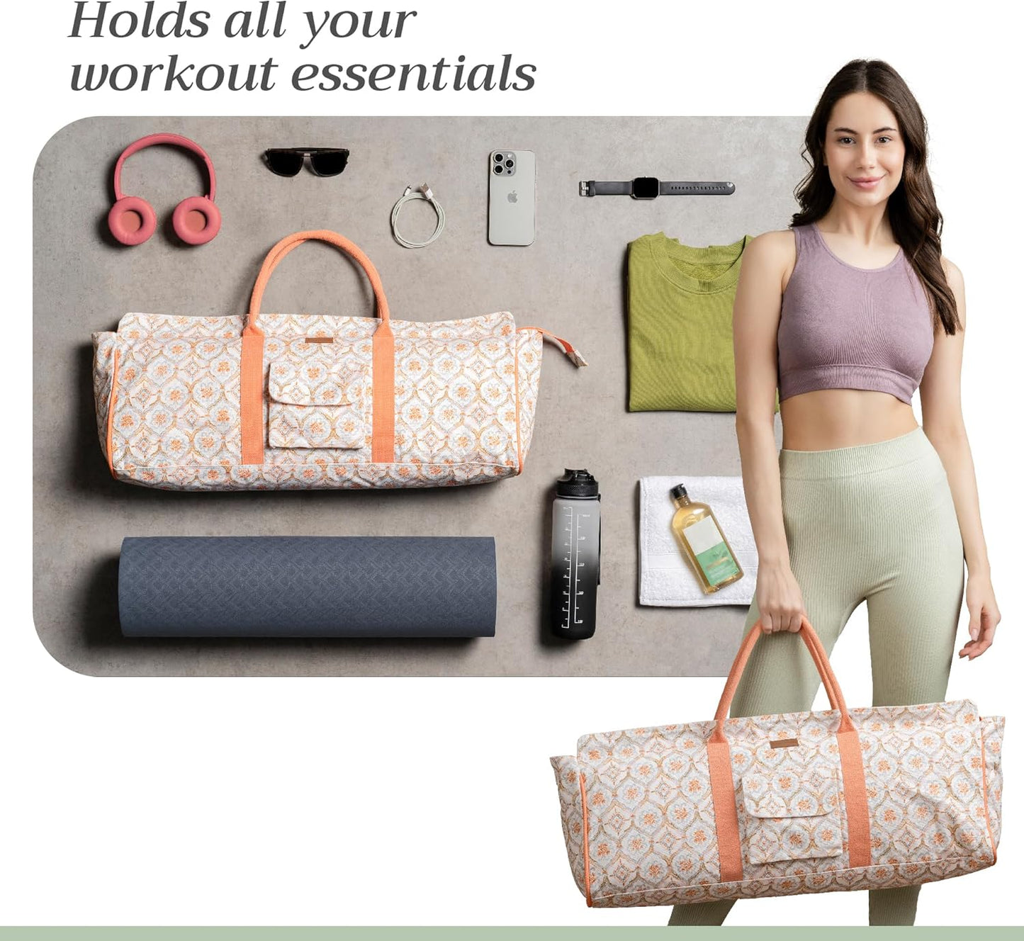 Maison d' Hermine Yoga Mat bag, Cylindrical bag for Woman&Men, yoga mat Bag &Adjustable shoulder straps Yoga Mat Carrier Bag with Drawstring Water Bottle Pocket and zipper pocket Easter Gifts