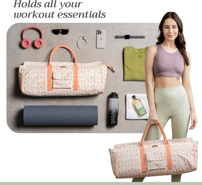 Maison d' Hermine Yoga Mat bag, Cylindrical bag for Woman&Men, yoga mat Bag &Adjustable shoulder straps Yoga Mat Carrier Bag with Drawstring Water Bottle Pocket and zipper pocket Easter Gifts