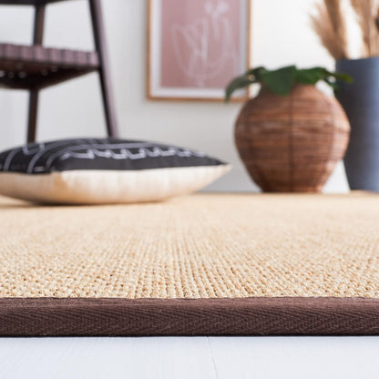 SAFAVIEH Area Rug 11x15 - Natural Fiber Collection - Large - Maize & Linen Color, Sisal, Woven Design with Border (NF141B) - Colors A
