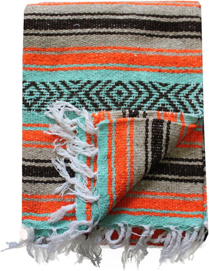 Del Mex Classic Mexican Blanket, Large Authentic Woven Falsa Throw (70"x50"), Artisan Southwest Décor for Beach, Yoga, Outdoors (Lavender)