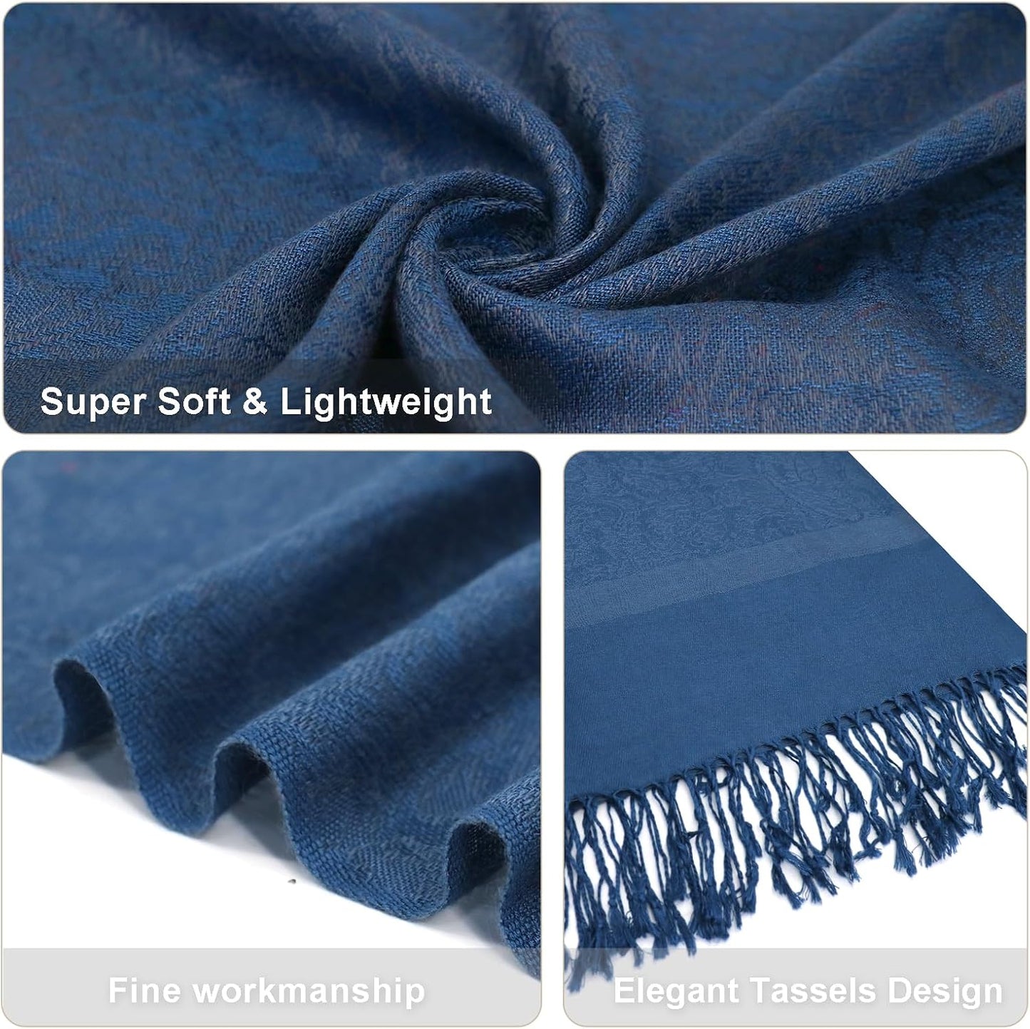 vimate Silky Paisley Pashmina Shawl Scarf-Women's Soft Double-side Jacquard Pashminas Wrap for Evening Dress Travel Shawl