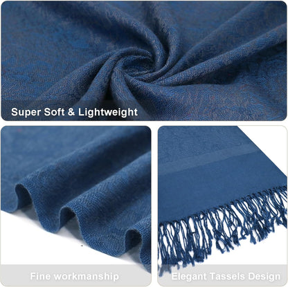 vimate Silky Paisley Pashmina Shawl Scarf-Women's Soft Double-side Jacquard Pashminas Wrap for Evening Dress Travel Shawl