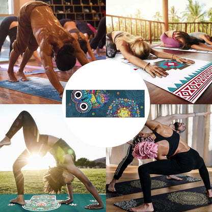 Yoga Mat Towel with Corner Pockets - Microfiber Yoga Towels for Hot Yoga Non Slip Moisture Wicking Sweat Absorbent, Tree of Life Yoga Towel Easy for Travel, Use in Hot Yoga,Bikram,Pilates and Fitness