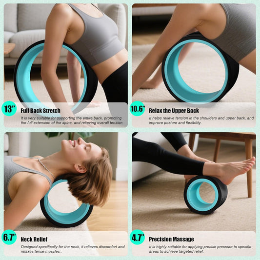 Back Roller Wheel - 3 Pack Yoga Foam Roller for Physical Therapy & Back Stretcher, Deep Tissue Massage for Pain Relief & Stretching | Green.