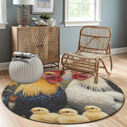 Machine Washable Modern Round Area Rug, Room Sofa Yoga Soft Round Carpet, Home Decor Non Slip Kitchen Office Circle Rug Union Jack Flag UK Mandala Art, 60inch