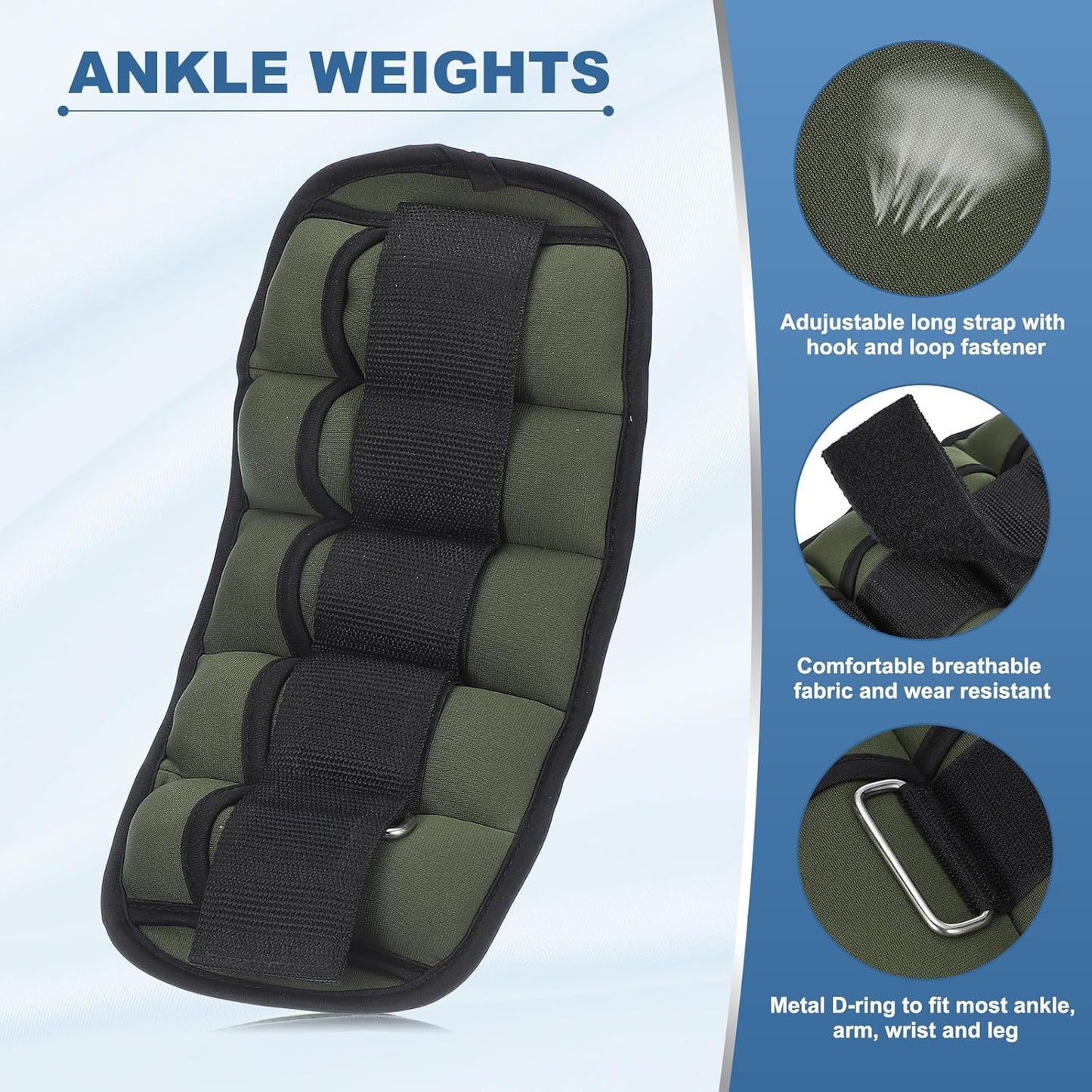PATIKIL Adjustable Ankle Weights Wrist Leg Arm Weights Sandbags for Women Men Strength Training Weight Yoga Jogging Walking Aerobics