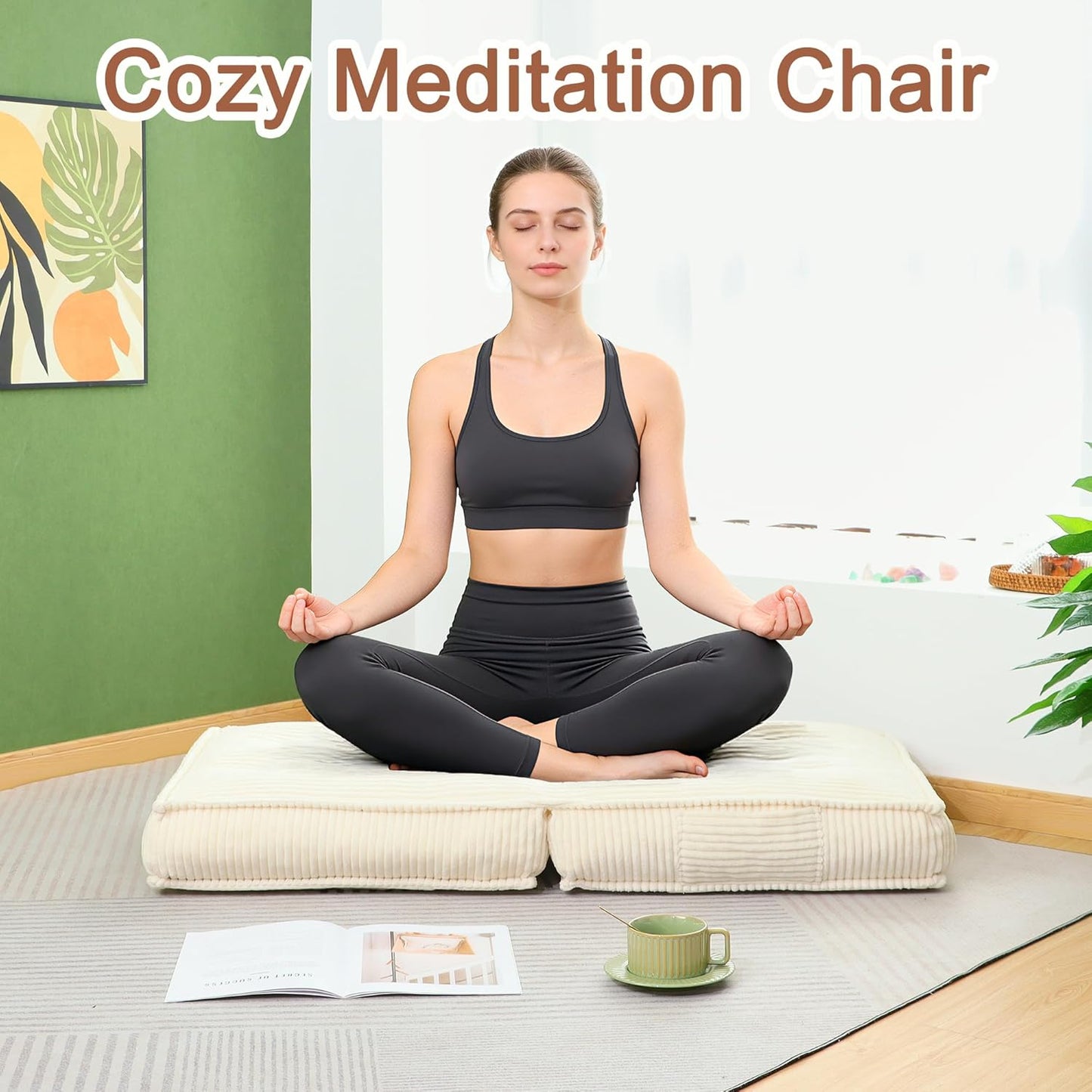 Adjustable Floor Chair with Back Support, 6-Position, Folding Japanese Meditation Tatami Chair, Comfy Gaming Chairs for Adults, Accent Sofa Reading Chairs, Living Room, Bedroom, Coffee