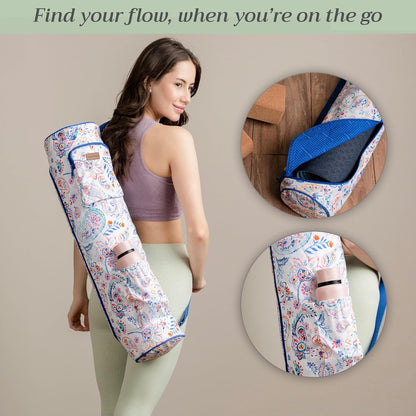 Maison d' Hermine Yoga Mat bag, Cylindrical bag for Woman&Men, yoga mat Bag &Adjustable shoulder straps Yoga Mat Carrier Bag with Drawstring Water Bottle Pocket and zipper pocket Easter Gifts