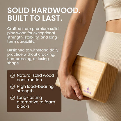 Original Wooden Yoga Blocks Set of 2 – Solid Hardwood Props Inspired by Traditional Yoga