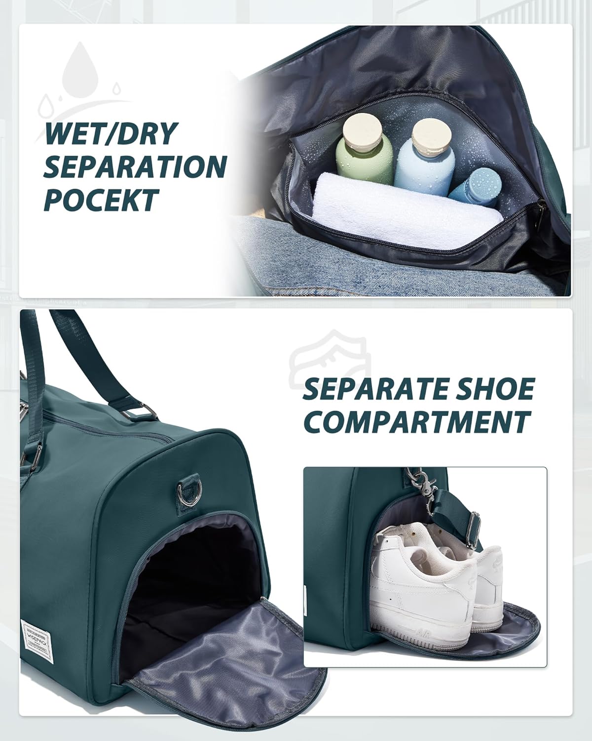 Gym Bag Womens Mens with Shoes Compartment and Wet Pocket Travel Duffel Bag for Women for Plane Sport Gym Tote Bags Swimming Yoga Waterproof Weekend Overnight Carry on Bag Hospital Holdalls - Colors B