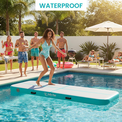 Inflatable Gymnastics Air Mat 6.6ft/10ft – Shock-Absorbing Tumble Track for Safe Home, Gym & Outdoor Training with Electric Pump