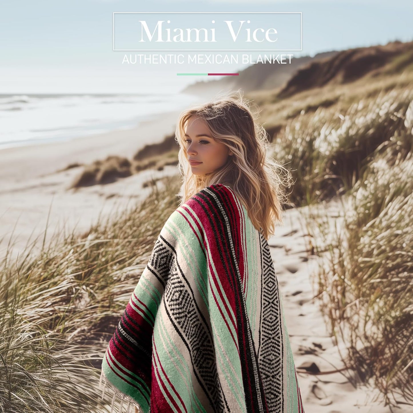 Hydration Nation Authentic Large Handwoven Mexican Blanket - Soft Yoga - Durable Serape - Lightweight Falsa, Beach, Camping, Picnic, Outdoor 70"x50" - Mandarin