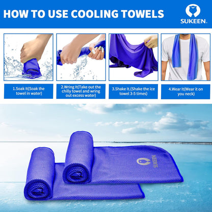 Sukeen [4 Pack Cooling Towel (40"x12"), Soft Breathable Chilly Microfiber Towel for Yoga,Sport,Running,Gym,Workout,Camping,Fitness,Workout & More Activities