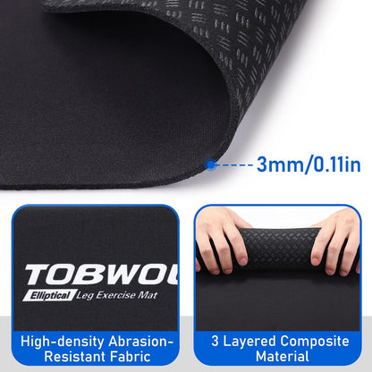 TOBWOLF Non-Slip Workout Mat for Ellipse Leg Exerciser, Ellipse Machine Mat, Exercise Mat for Under Desk Ellipticals, Suitable for Electric Seated Foot Pedal Exerciser, Stability & Floor Protection