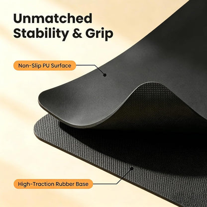 Grip Yoga Mat 5mm Non-Slip PU Natural Rubber Surface, Premium Fitness Mat for Hot Yoga, Pilates, for Women and Men