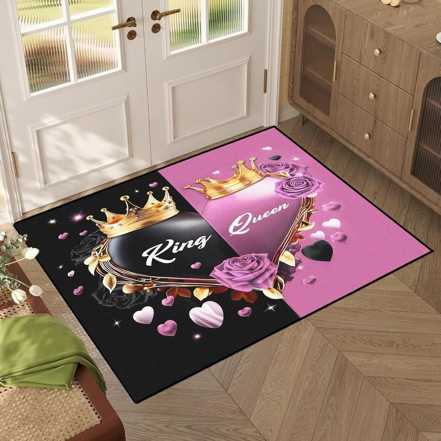5' X 7' Queen and King Rug Black Grey Area Rugs Dining Living Room Bedroom Kitchen Office Yoga Room Washable Floor Mat Doormats Throw Rug Carpet Room Decor