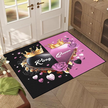 5' X 7' Queen and King Rug Black Grey Area Rugs Dining Living Room Bedroom Kitchen Office Yoga Room Washable Floor Mat Doormats Throw Rug Carpet Room Decor