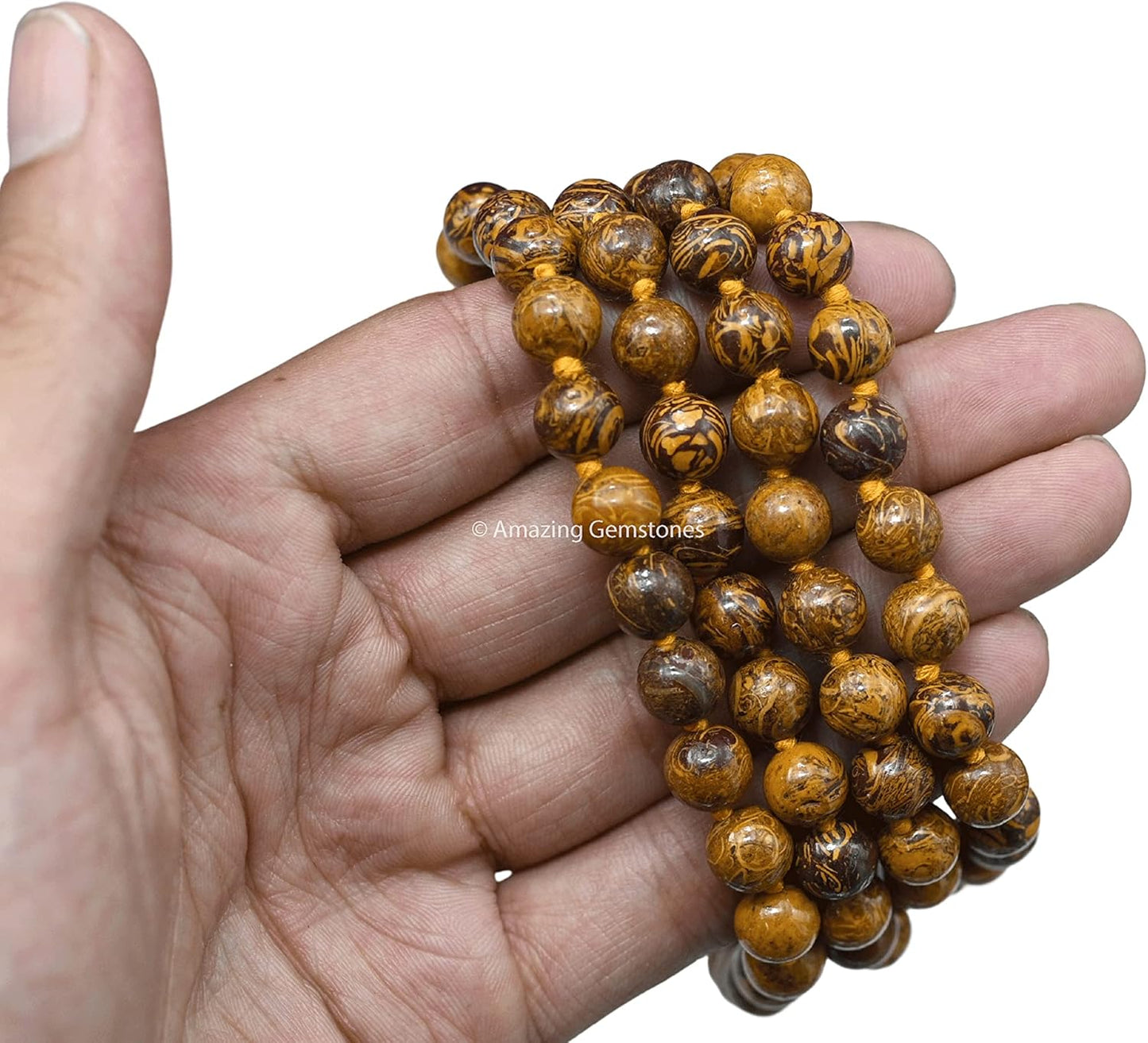 Amazing Gemstone 108 Beads Handmade Mala (Knotted, Rudraksha) - Colors B