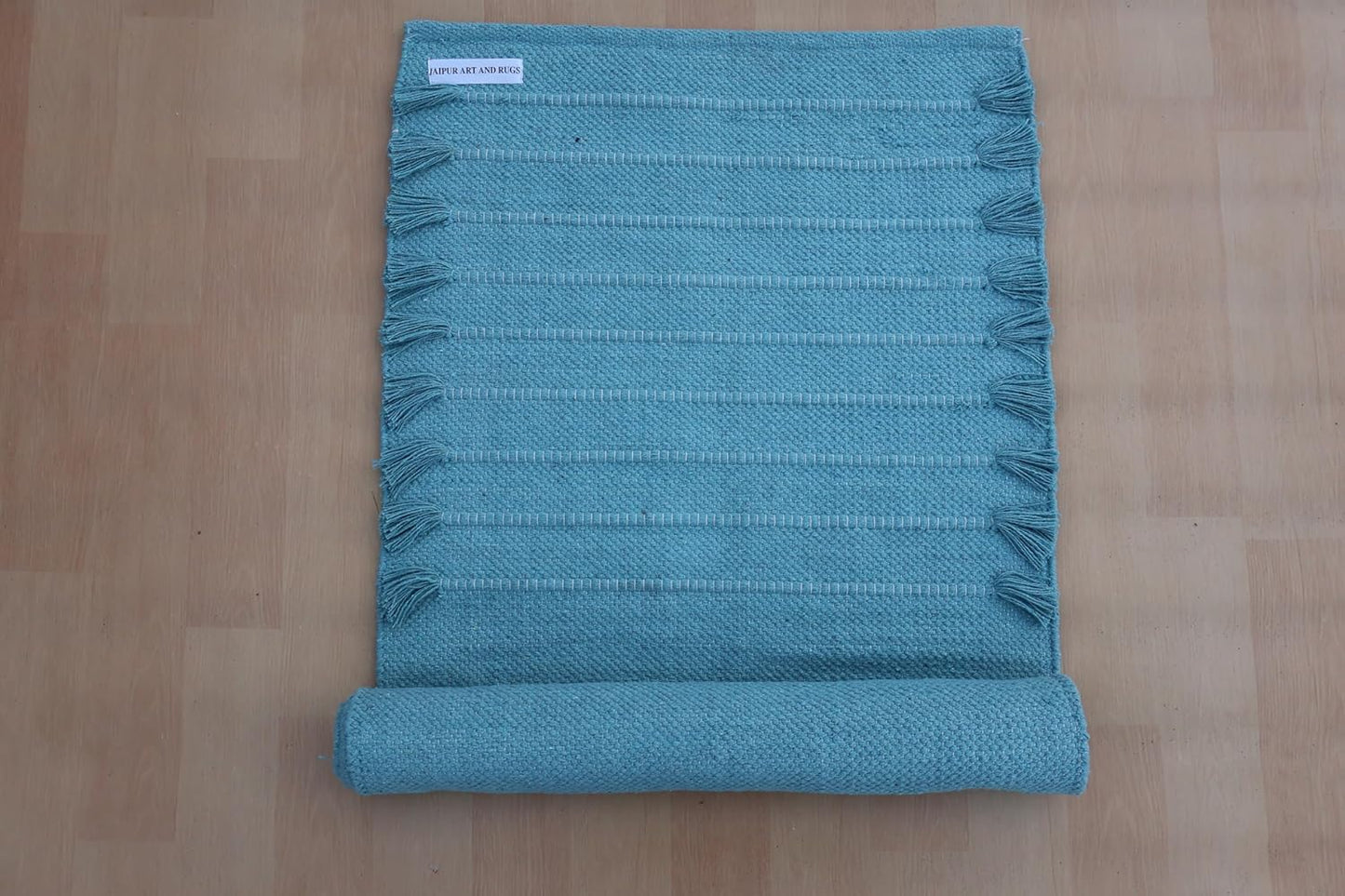 Jaipur Art & Rugs Cotton Yoga Rug - Eco-Friendly Hand-Woven Thick Mat (24”x72”x5mm) for Everyday Fitness at Home - Comfortable & Extra-Long - Colors B