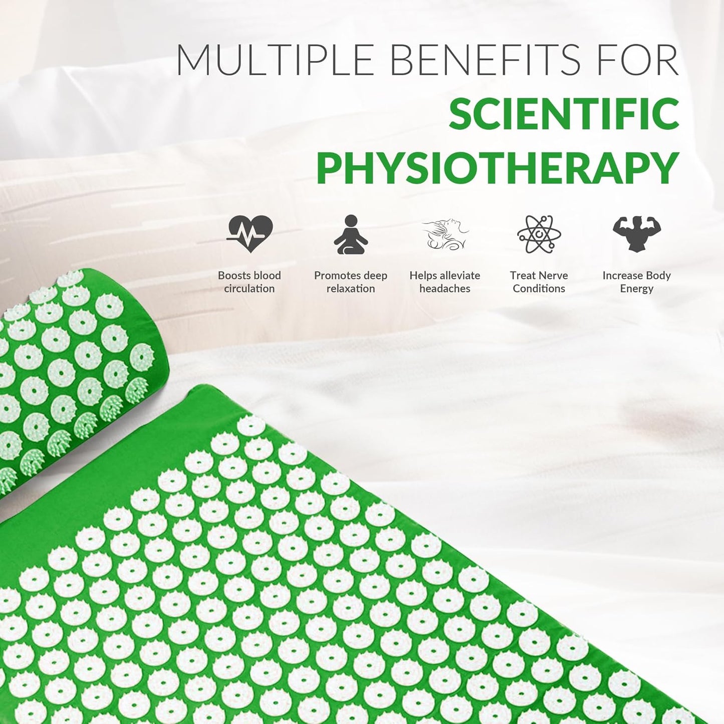 Fitvids Acupressure Mat and Pillow Set for Back/Neck Pain, Acupuncture Products to Relieve Muscle Fatigue, Improve Insomnia for Sedentary People, Acupuncture Eases Stress, Massage Mat, Pink