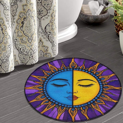Machine Washable Modern Round Area Rug, Room Sofa Yoga Soft Round Carpet, Home Decor Non Slip Kitchen Office Circle Rug Union Jack Flag UK Mandala Art, 60inch