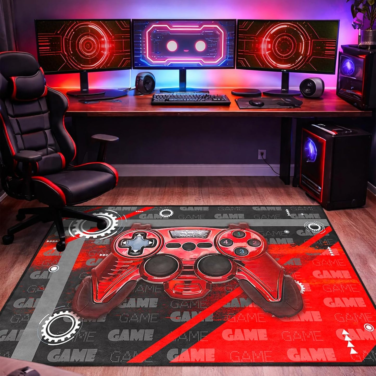 Game Controller Rugs for Bedroom Boys Living Room Gamer Gamepad Red Carpets Floor Mat Player Indoor Mats Gaming Art Design Home Decor Crystal Doormat Yoga Mats 3'x5'