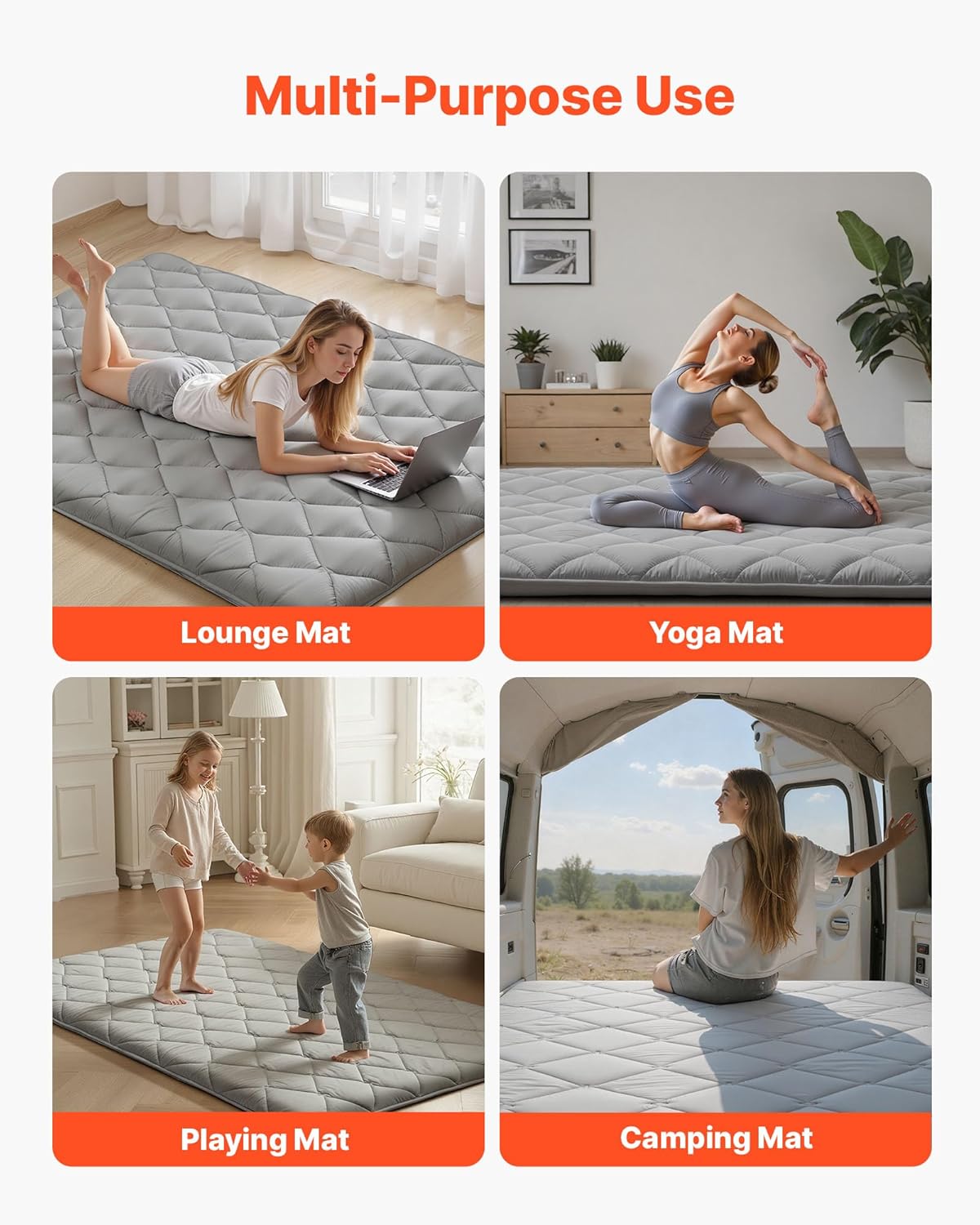VEVOR Japanese Floor Mattress, Futon Mattress, 100% High Density Comfortable Foam, Foldable Tatami Mat with Storage Bag, Sleeping Pad for Camping Dormitory Yoga