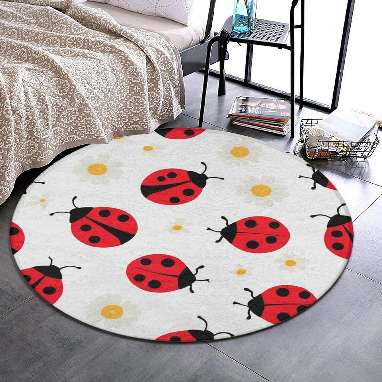 Soft Round Yoga Carpet, Office Chair Decor Round Mat for Carpet and Hardwood Floors Purple Butterfly