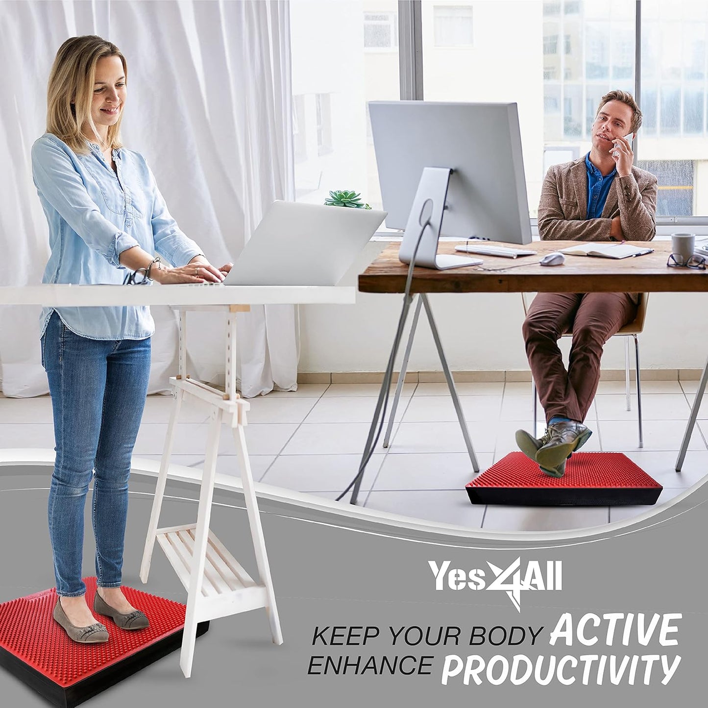 Yes4All Balance Pad, Nonslip TPE Foam Balance Pad with Upgraded Sizes - L, XL, XXL Balance Mat for Fitness, Yoga & Stability Training - Multicolor Options