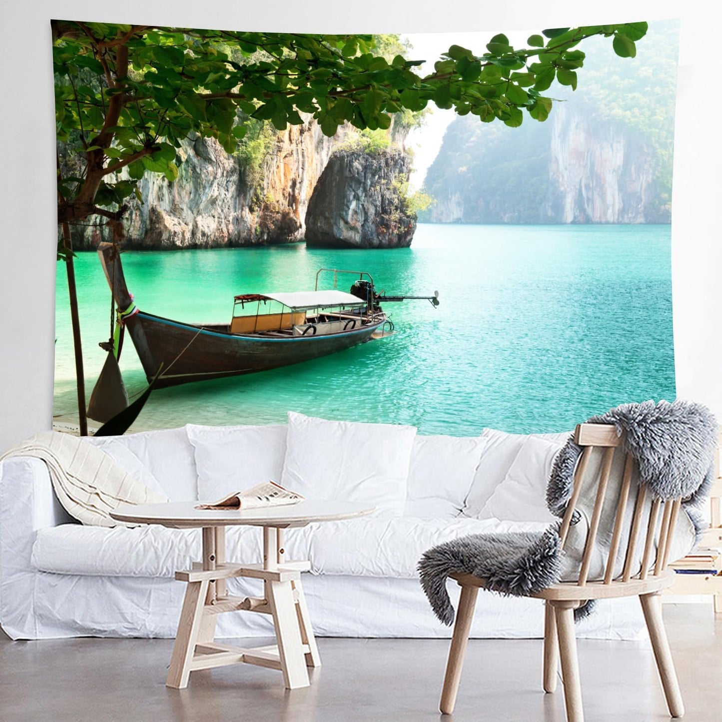 LYFANS Wooden Bridge Water Printing Fabric Tapestry Decorative Wall Art Tablecloth Bed Cover Picnic Carpet Beach Towel Bedroom Dormitory Living Room Multi functional Tapestry 79 x 59 inches