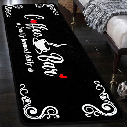Coffee Kitchen Rug, 20"x47" Soft Velvet Kitchen Runner, Laundry Room Rugs Thickened TPR Bottom Floor Mat, Friendly for Kids & Pets, Multi-Use for Yoga Office, Coffee Station Rug Decor