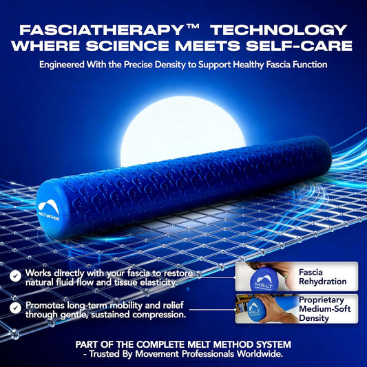 MELT Method 36 Inch Soft Foam Roller for Physical Therapy and Exercise Recovery - FasciaTherapy Technology - Low Density Exercise Foam Roller for Full Body Gentle Compression - Blue
