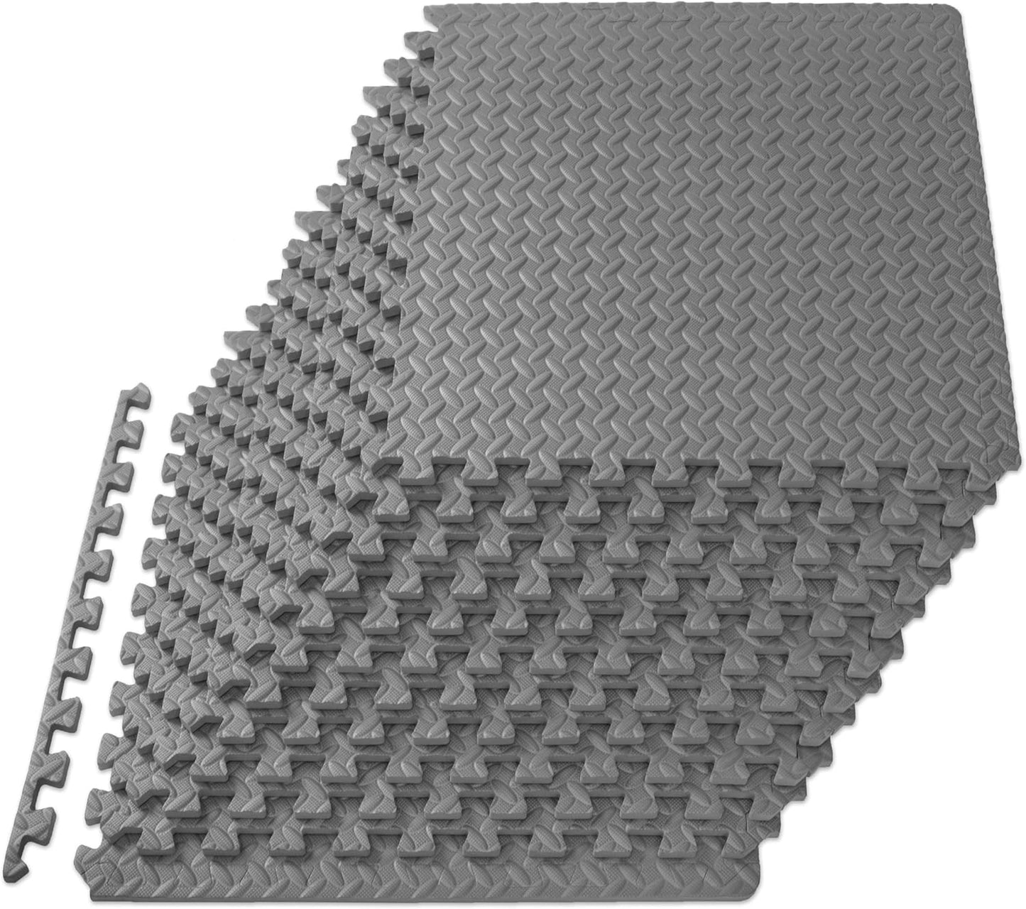 ProsourceFit Exercise Puzzle Mat ½-inch, EVA Interlocking Foam Floor Tiles for Home Gym, Workout Equipment, Kids Play Areas, Black, 24 SQ FT - 6 Tiles