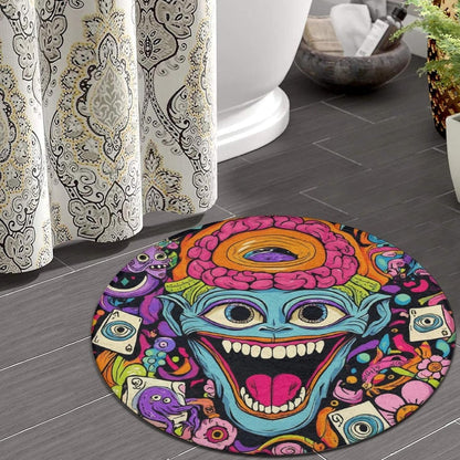Home Decor Non Slip Kitchen Office Circle Rug, Machine Washable Modern Round Area Rug, Room Sofa Yoga Soft Round Carpet Purple Galaxy Trippy Space Astronaut Art, 36inch