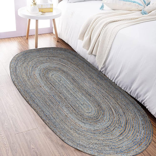 Area Rugs for 2x3 Area Rug Flatweave Kilim Rug Beige Black Design Hand Braided Jute Thick 0.27" Geometric Pattern Sisal Handmade Boho Jute Indoor Outdoor Use Rugs for Bedside, Kitchen, Yoga Mat - Colors D