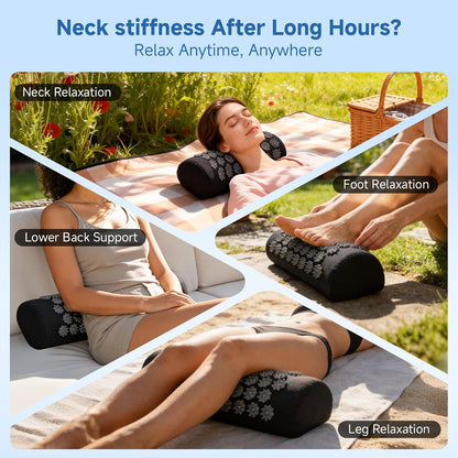 Acupressure Neck Pillow, Ergonomic Neck Support Pillow with Raised Pressure Points, Neck Rest Pillow for Home, Office, Travel, Reading, Relaxation Gift for Women & Men, Light Gray