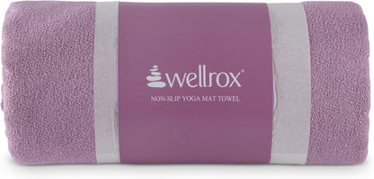 Wellrox Microfiber Yoga Mat Towel with Grip – Ultra Absorbent, Super Soft, and Quick Dry Hot Yoga Towel Non Slip for Pilates, Bikram, and Fitness Workouts (74” x 26”, Pink)